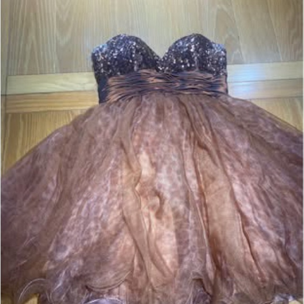 Brown Strapless Sequin Dress